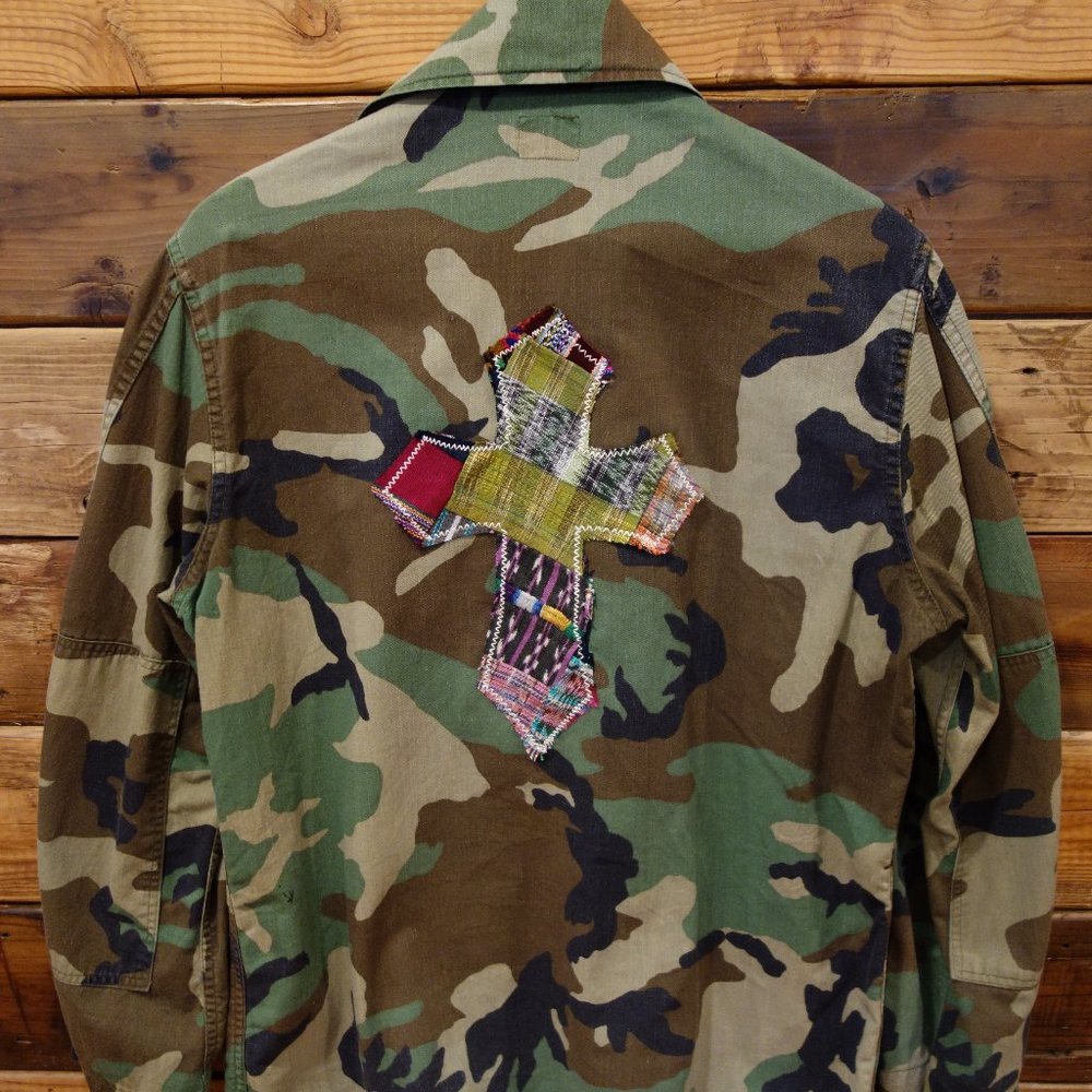 HOST PICK! Vintage One-of-a-Kind Camo Jacket with MadAndie Custom Cross
